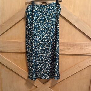 J. Crew Blue and Cream Floral Midi Skirt